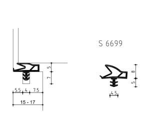Dichting S 6699 voor binnendeuren vast deel (stomp)