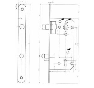 Binnendeurslot Dyla 1022 afstand 110 mm met sleutel