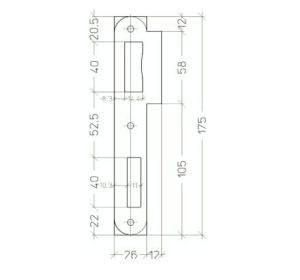 Sluitplaat Litto PA052 afgerond voor serie 53 - KORTE LIP