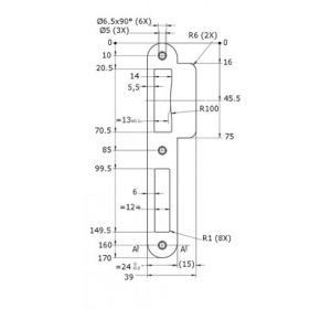 Sluitplaat afgerond inox (RVS) breedte 39mm