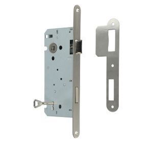 Binnendeurslot doornmaat 55mm as 110mm met sluitplaat inox
