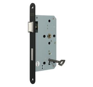 Binnendeurslot doornmaat 60mm as 72mm met sluitplaat - zwart