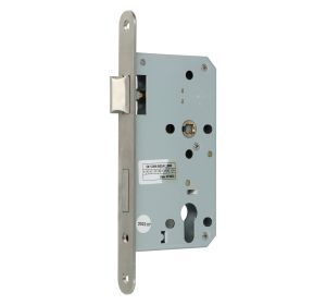Cilinderslot doornmaat 60mm as 72mm met sluitplaat - inox