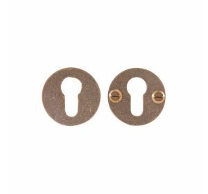 PU veiligheidscilinderplaatje ROND RB ruw brons (13373)