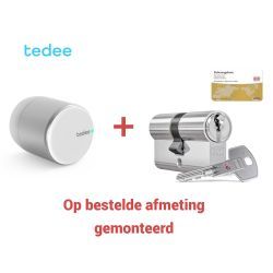 Tedee PRO Smart Lock + DOM rs Sirius - zilveren knop - VS