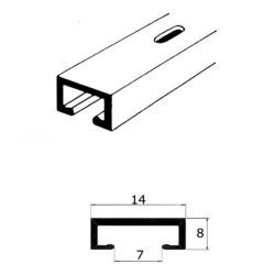 Gordijnrail type 262 14x8x7x1mm ALUMINIUM - natuurkleur (6m)