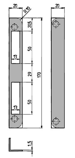 Sluitplaat KFV nr. 1 opdek messing gepolijst