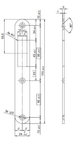 Sluitplaat Litto PC084 27 24 afgerond inox (RVS) 48mm